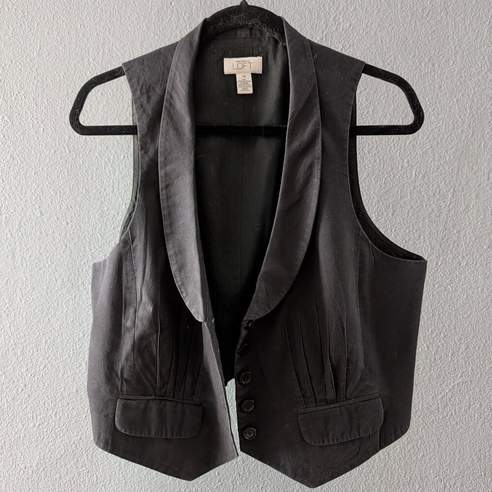 Women's Ann Taylor LOFT Black Cotton Vest Sz 12